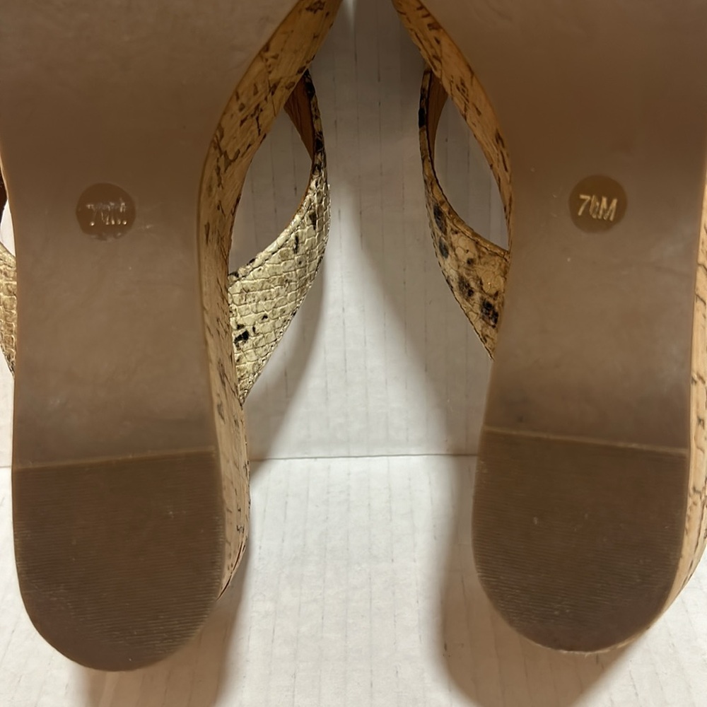 Tory Burch Suzy Sandals Snakeskin Cork Platform Wedge Leather - Size 7.5 - Picture 9 of 11